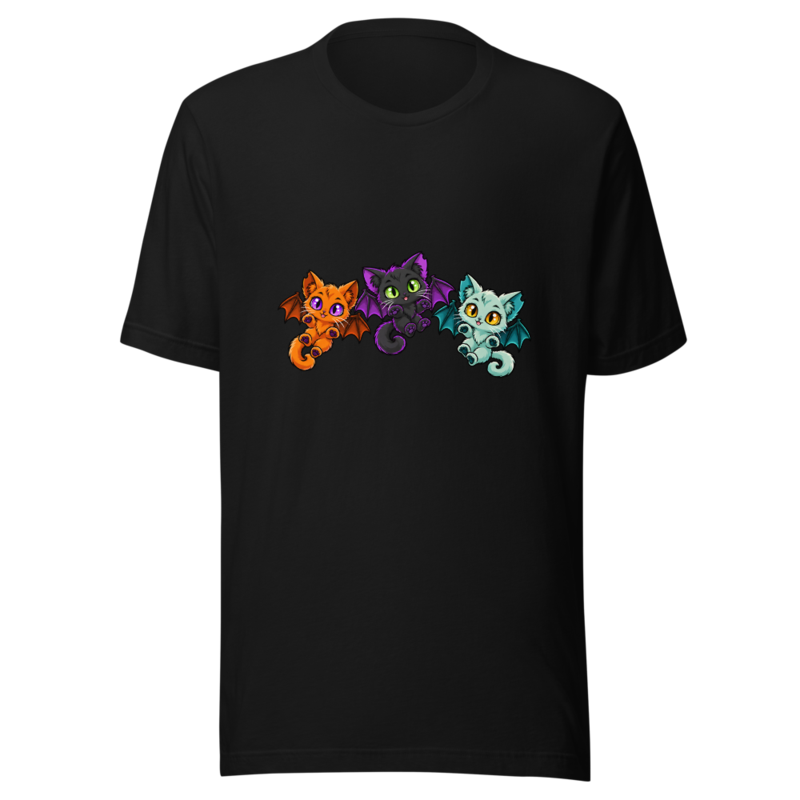Krypt Kittens Trio on a black tee