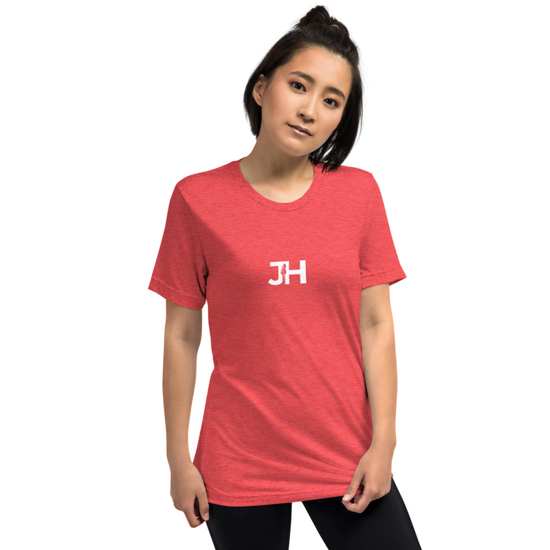 White JH Logo Adult Tri-Blend Short sleeve t-shirt – 2XL, Red Triblend