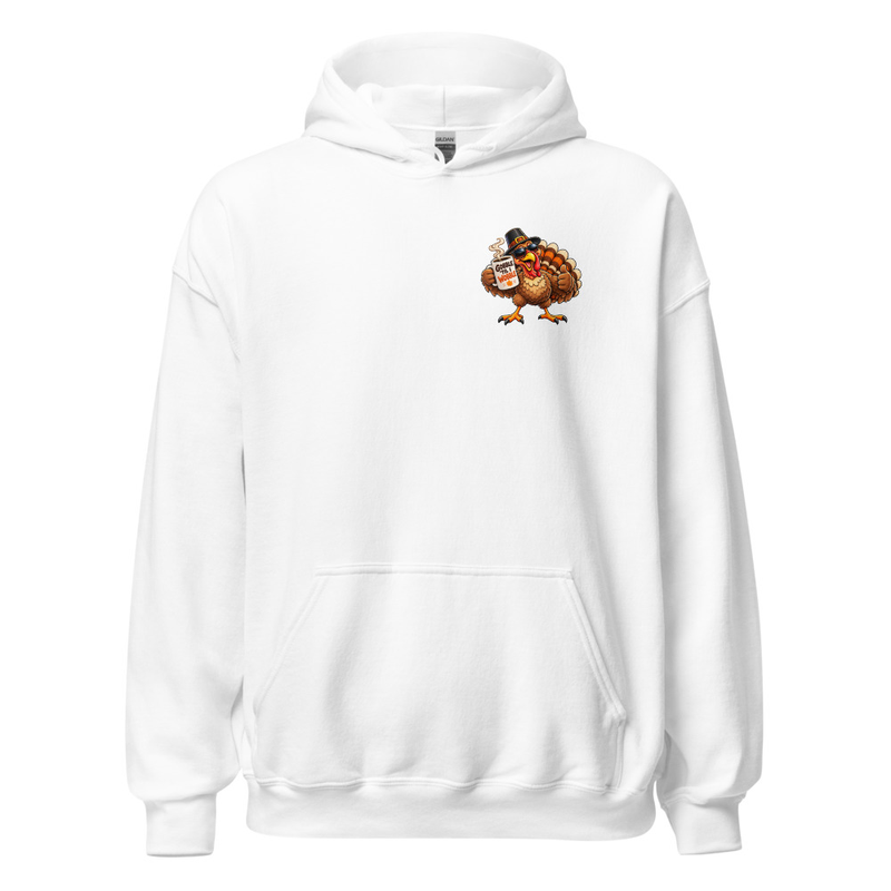 Cool Coffee Turkey Cheers Unisex Hoodie – XL, White