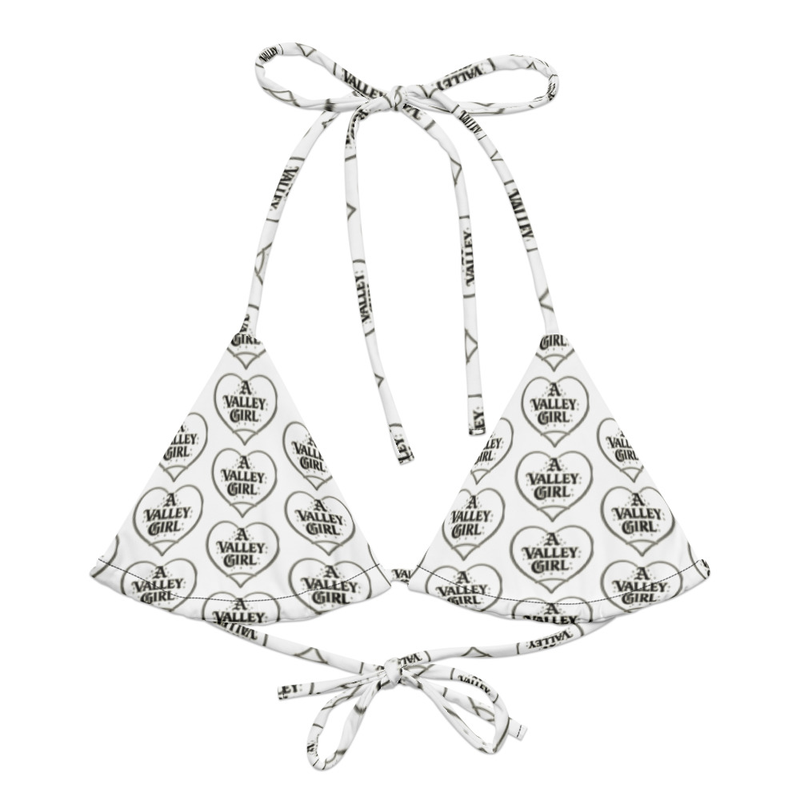 "A Valley Girl" all-over print string bikini top