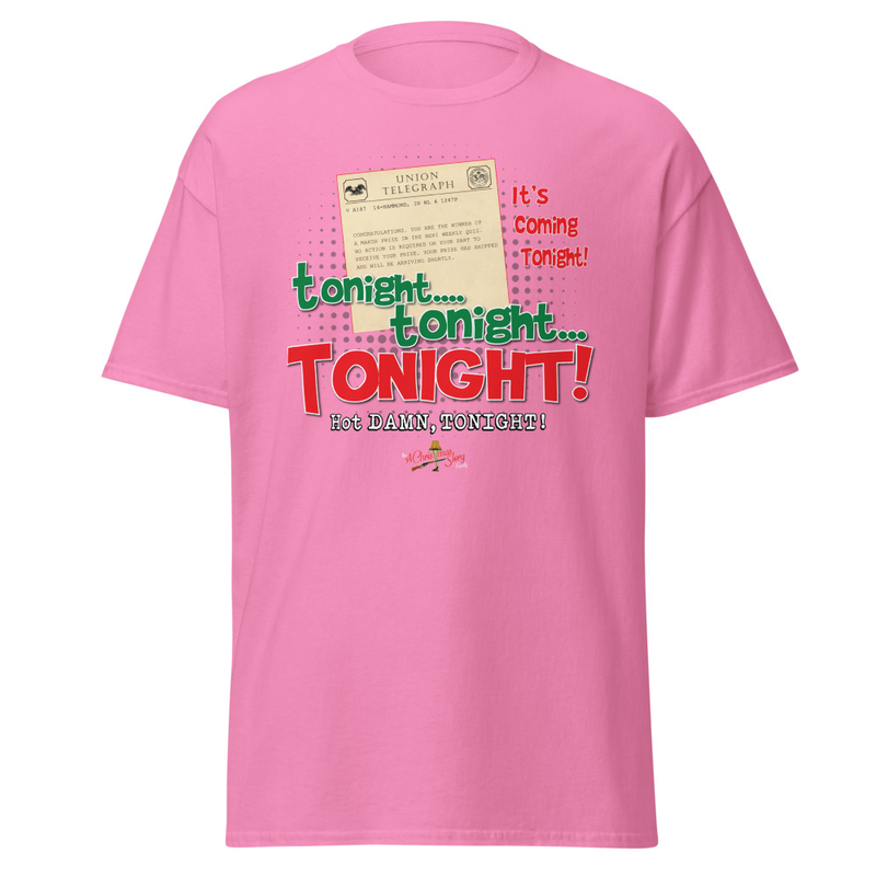 "Tonight Tonight Is The Night!” - Telegram T-Shirt Christmas Story Family Style – S, Azalea