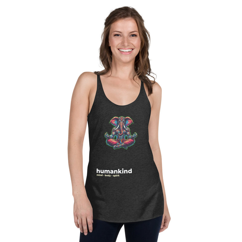 meditation elephant women’s racerback tank
