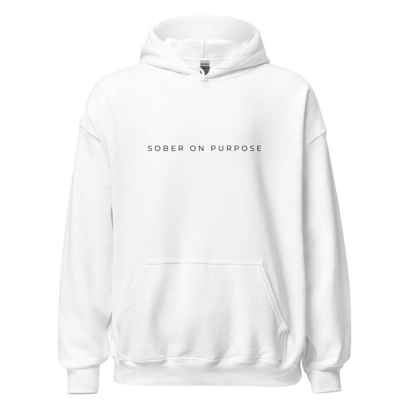 SOBER ON PURPOSE // White Unisex Hoodie
