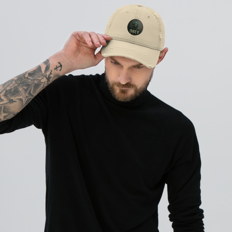Distressed Dad Hat - OBEY – One size, Khaki