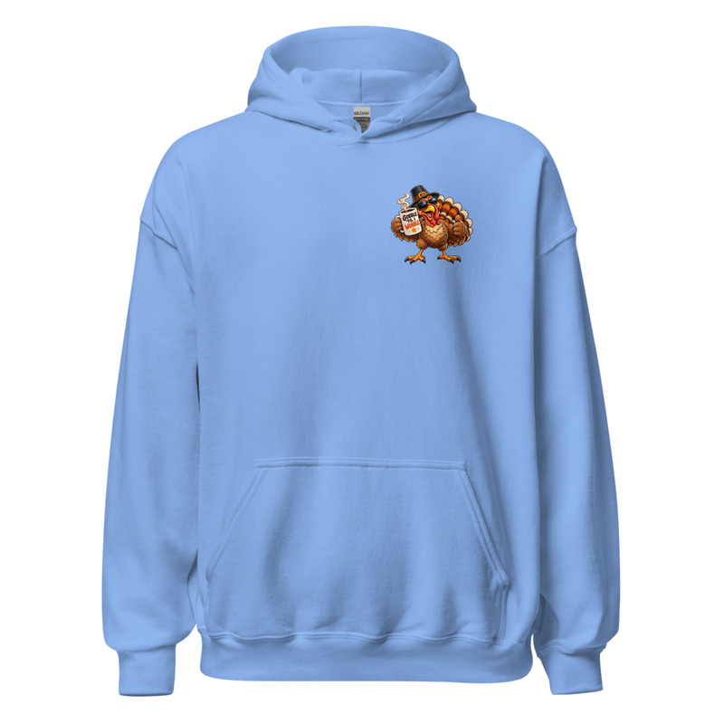 Cool Coffee Turkey Cheers Unisex Hoodie – XL, Carolina Blue
