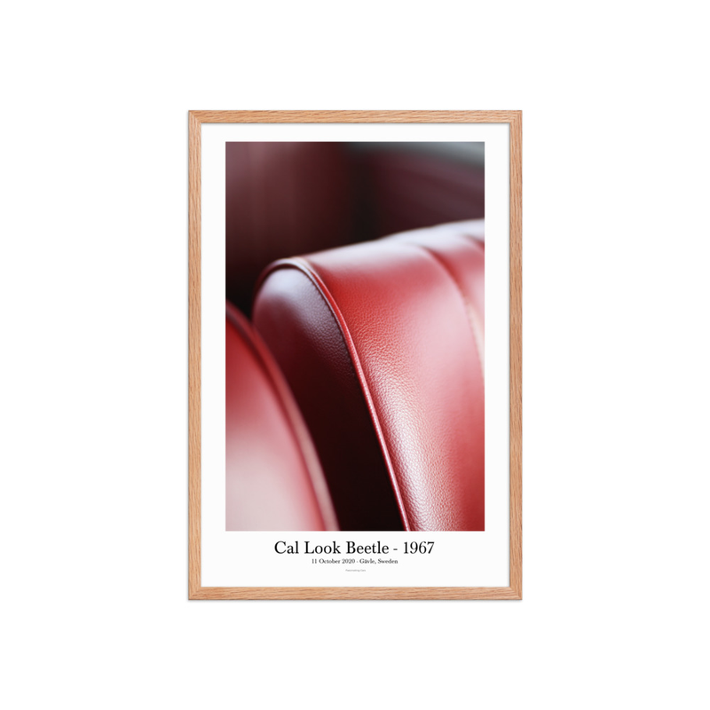 Cal Look Beetle 1967 – Framed Interior Wall Art – 20″×30″, Red Oak