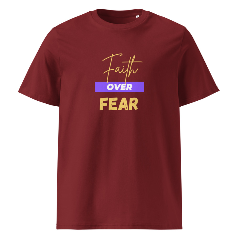 Faith Over Fear Unisex Organic Cotton T-Shirt – M, Burgundy