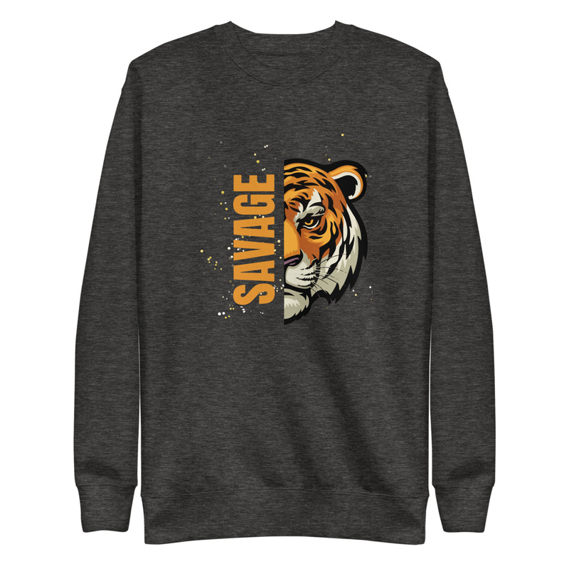 Savage - Premium Sweatshirt – L, Charcoal Heather