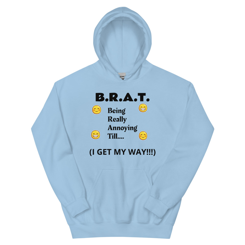 B.R.A.T. Unisex Hoodie – S, Light Blue