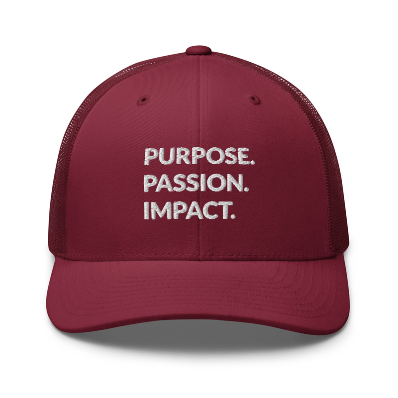 HFTT Trucker Cap | Purpose. Passion. Impact. (Colors Available) – One size, Cranberry