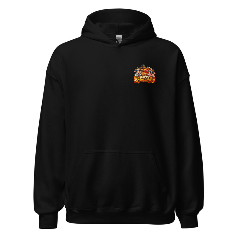 Cool Critters Happy Thanksgiving Unisex Hoodie – M, Black