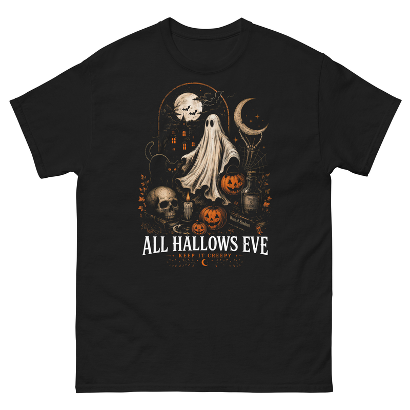 Vintage Halloween Ghost & Black Cat T-Shirt