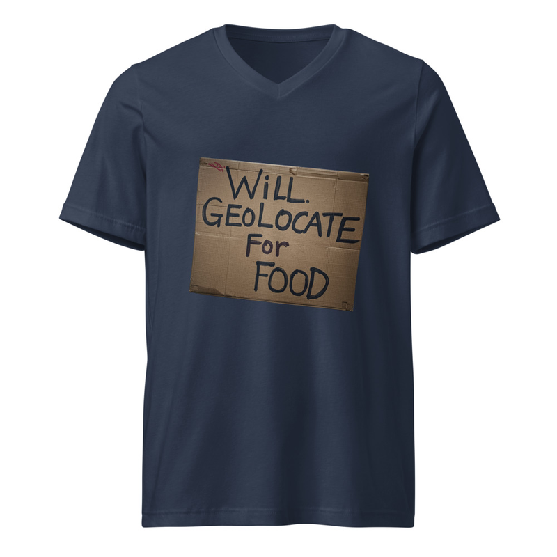 Will Geolocate Unisex Short Sleeve V-Neck T-Shirt – XL, Navy