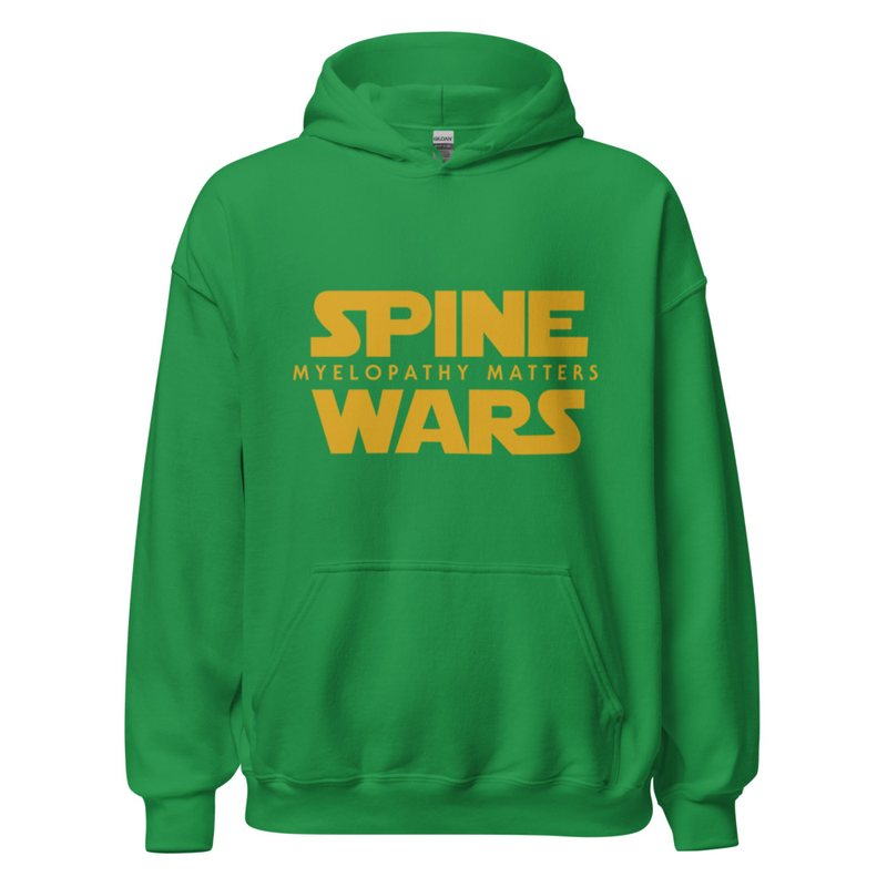 Spine Wars Myelopathy Matters Gold Print Hoodie – S, Irish Green
