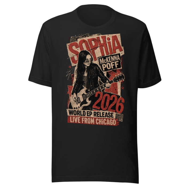 Sophia Vintage Guitar Poster Black Unisex t-shirt