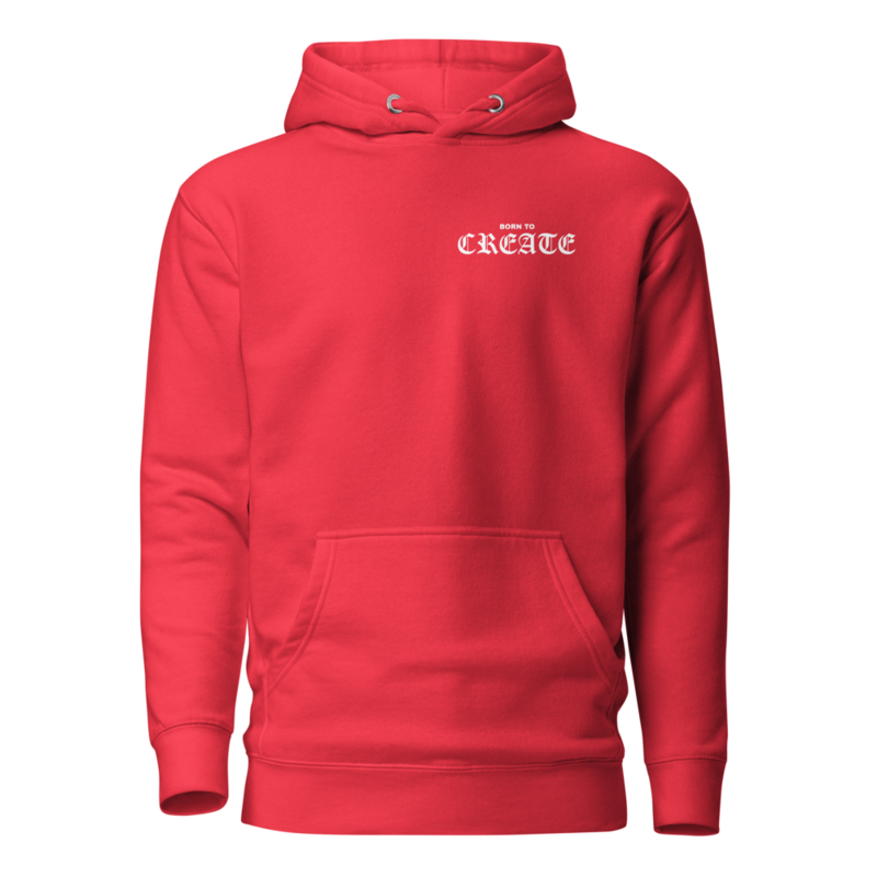 Born To Create Unisex Hoodie – S, Team Red