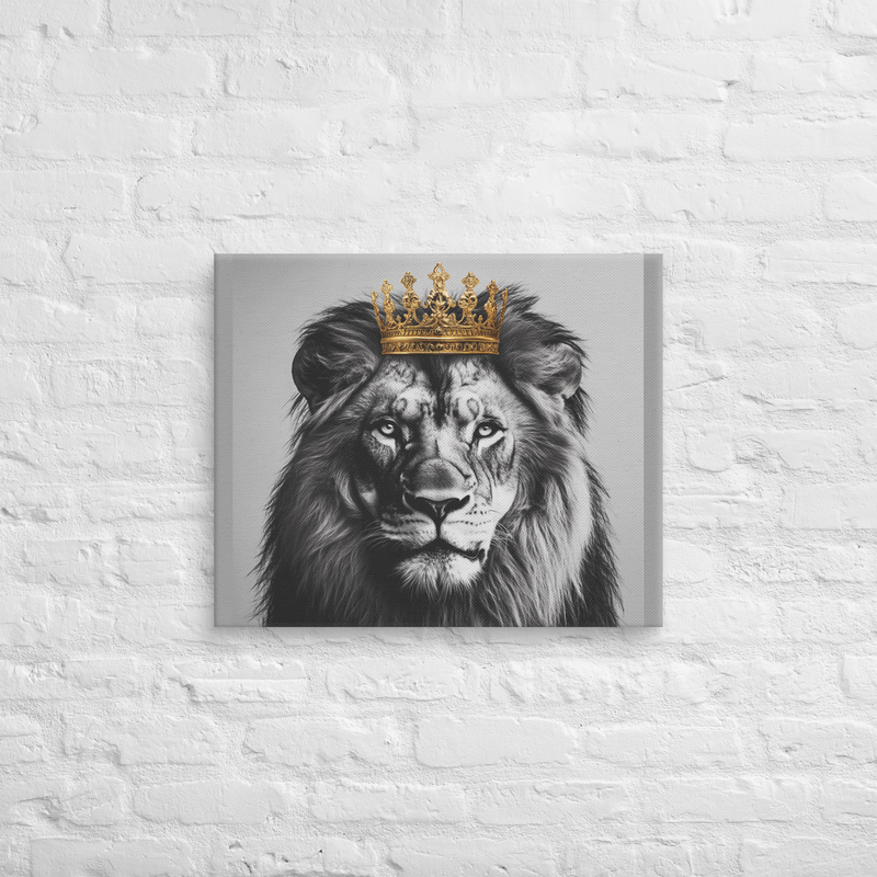 B&W King Lion on Canvas | Huge Wall Art