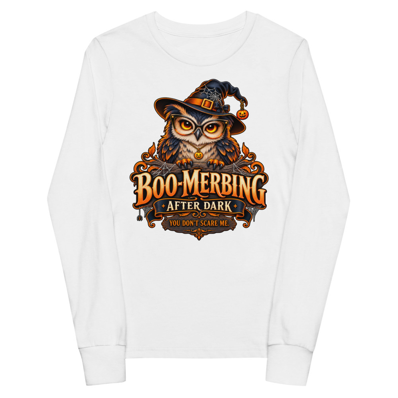 “Spooky Owl” Youth Long Sleeve Tee — BOOMERBING AFTER DARK™