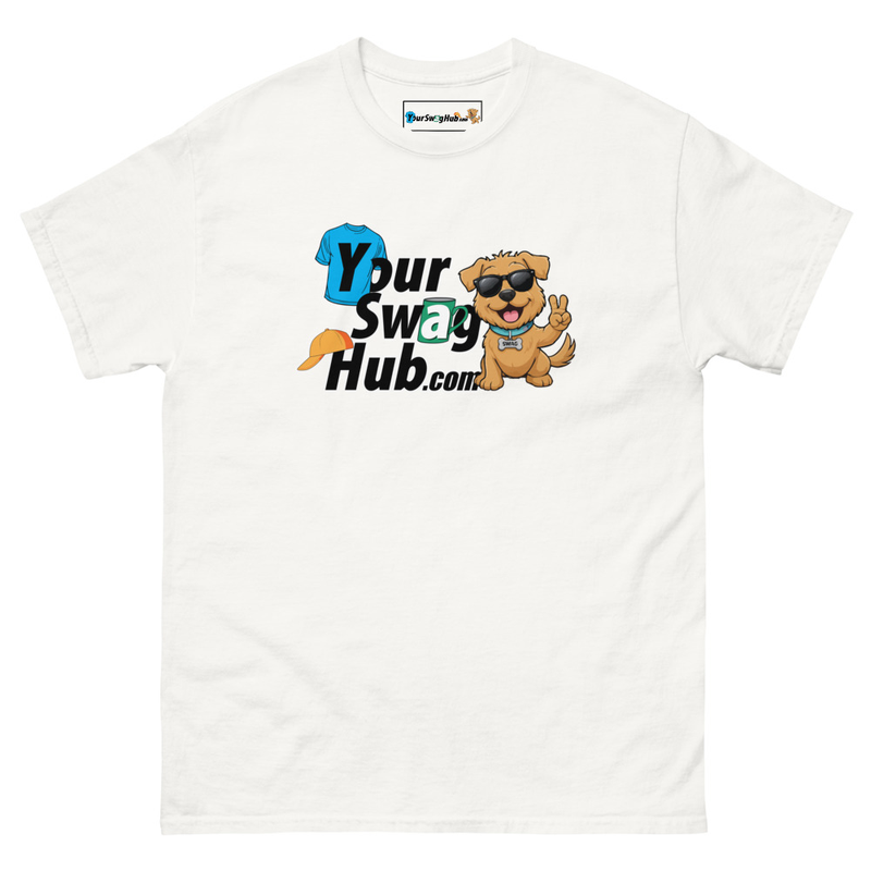 Your Swag Hub Stacked Classic Tee – S, White