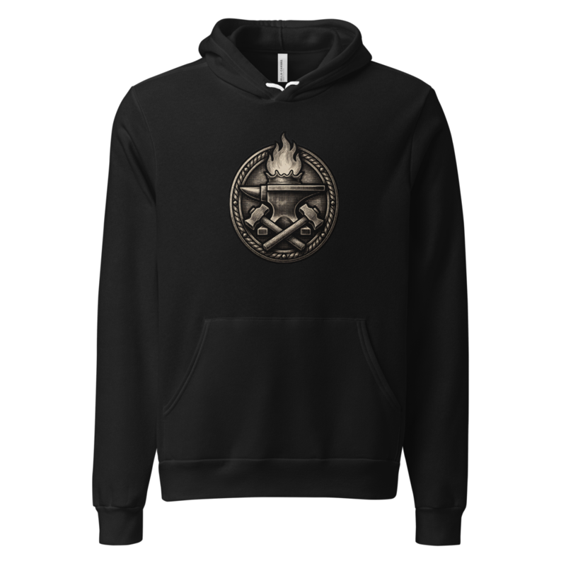 Woodcut Anvil Medallion Hoodie (Artist Series) mockup
