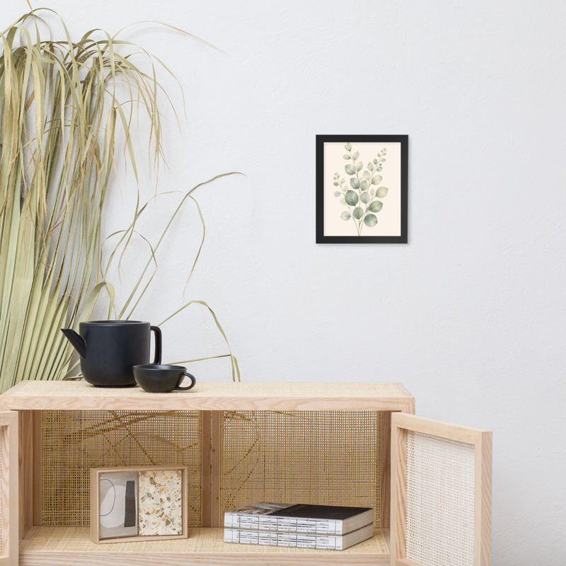 Eucalyptus Stem Framed Botanical Wall Art — Minimalist Watercolor — thumbnail 3