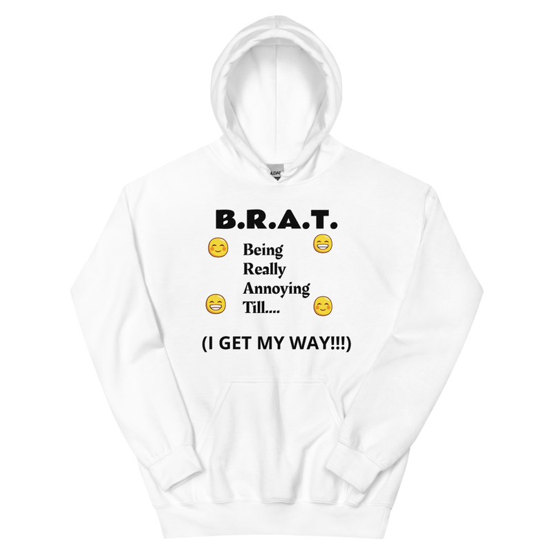 B.R.A.T. Unisex Hoodie – S, White