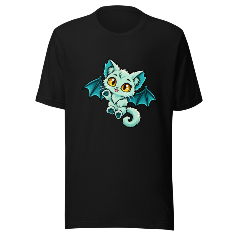 Krypt Kitten Green on a black tee