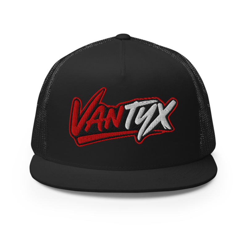 Vantyx - Snapback Trucker Cap - Solid Black, Red, & White
