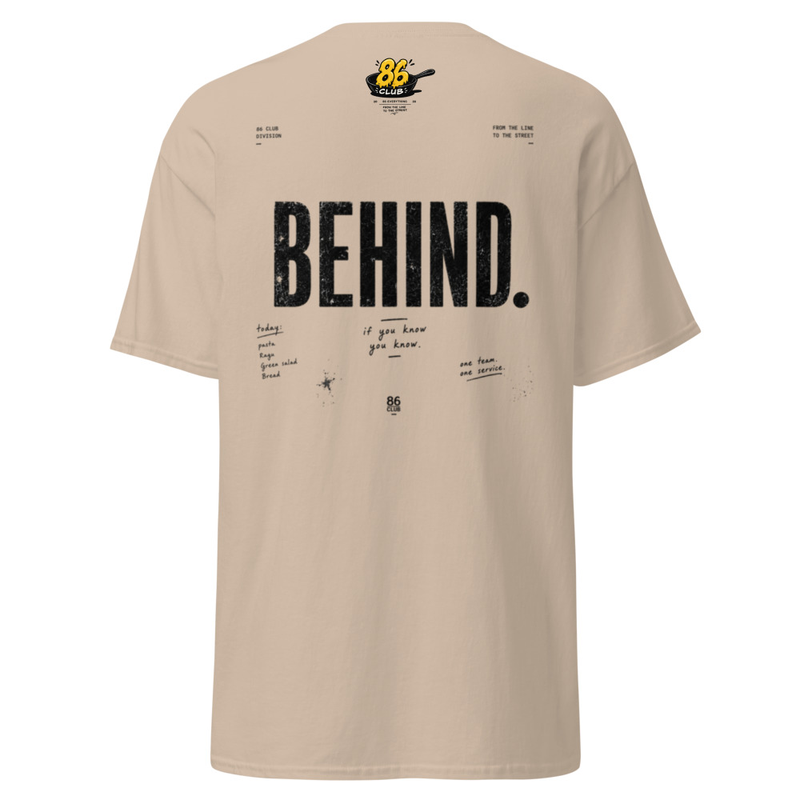 BEHIND!! classic tee — Sand