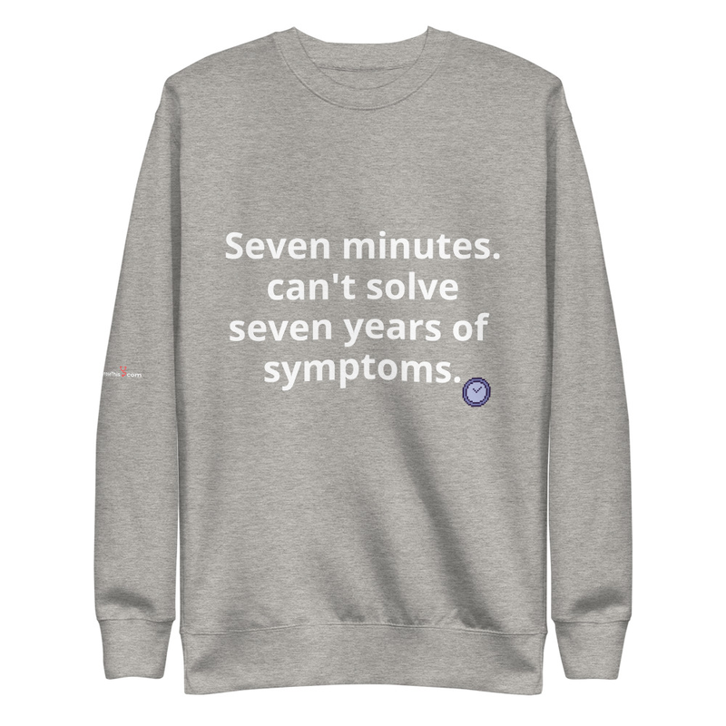 Seven minutes. can't solve seven years of symptoms. – S, Carbon Grey