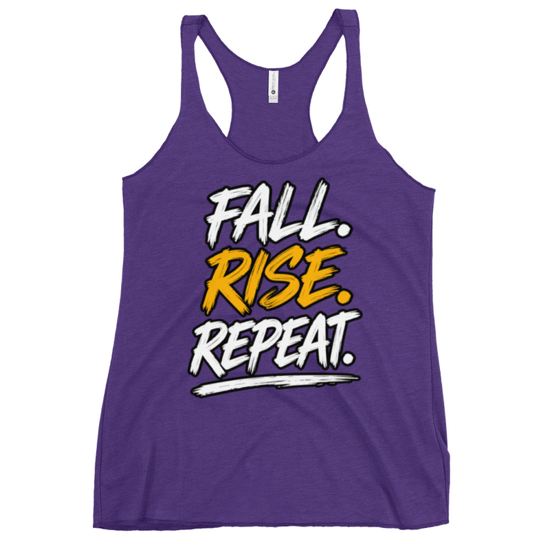 Fall. Rise. Repeat. Racerback Tank – XS, Purple Rush