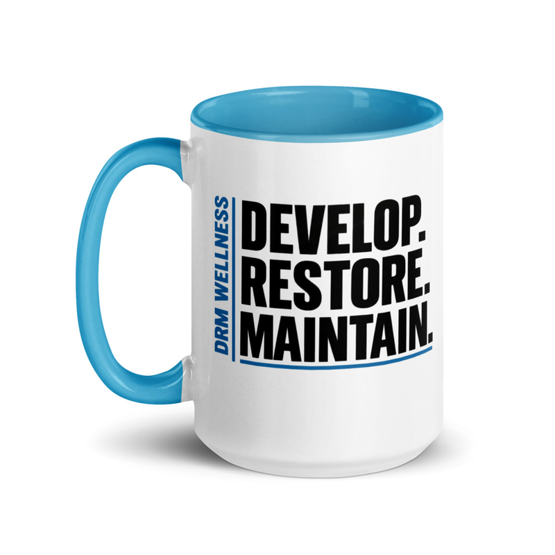 DRM Core 15 oz mug | Develop. Restore. Maintain. – 15 oz, Blue