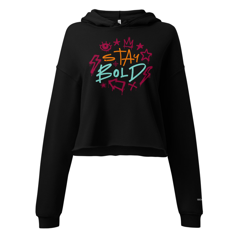 Stay Bold Crop Hoodie – S, Black