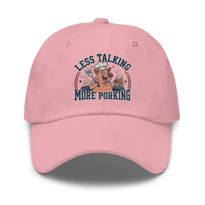 'Less Talking, More Porking' Dad hat – One size, Pink