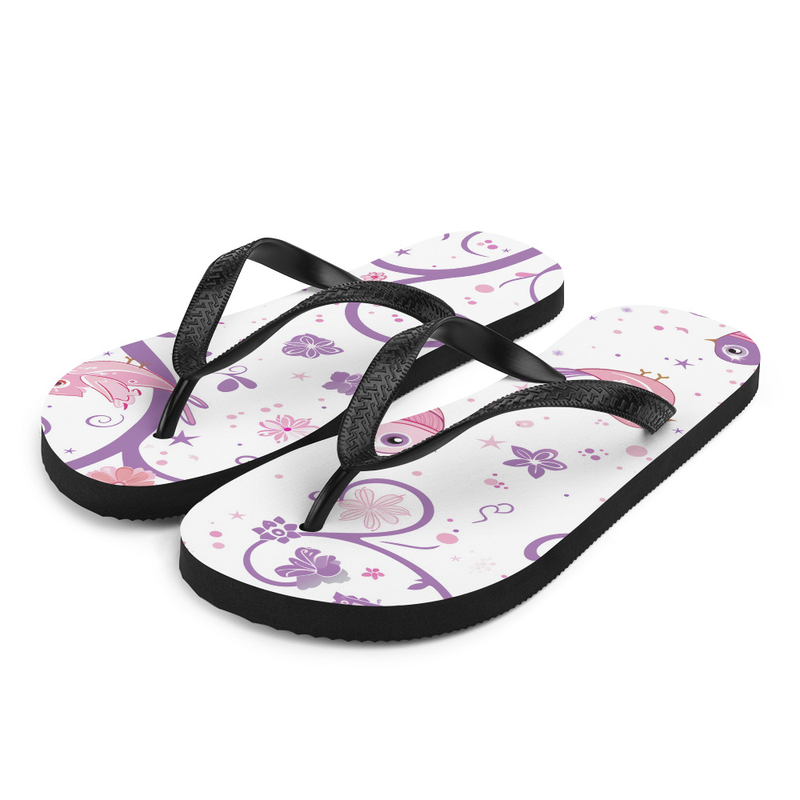 Pink Birdies Flip-Flops House or Outdoor Slippers