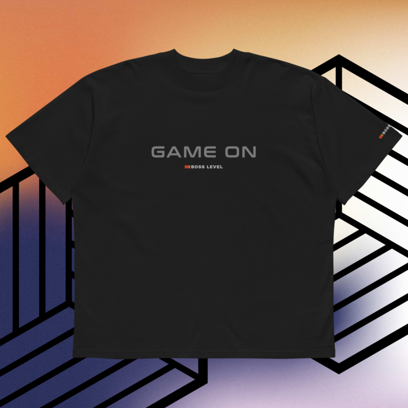 GAME ON Unisex organic oversized high neck t-shirt – XL, Black