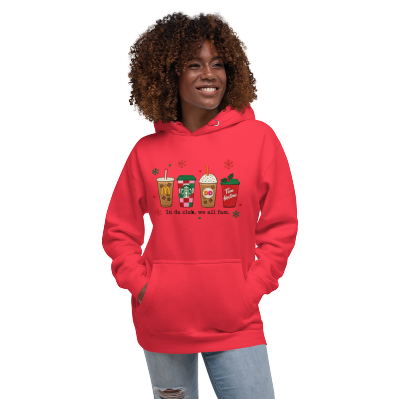In da Club, We All Fam Holiday Coffee Cup Design Unisex Hoodie