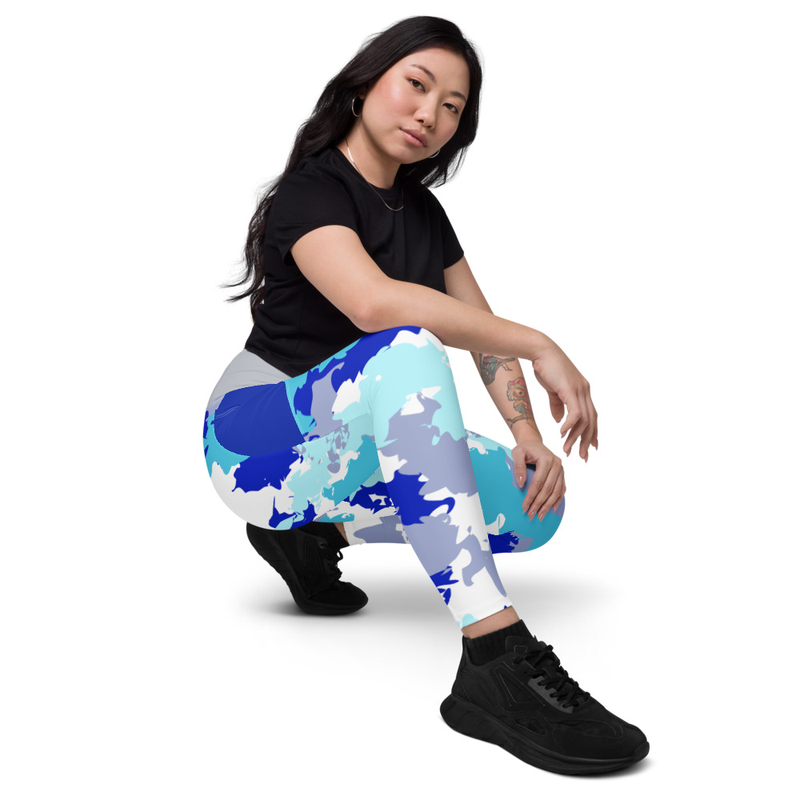 Kicxs Leggings With Pockets - Blue/Silver/White Camo