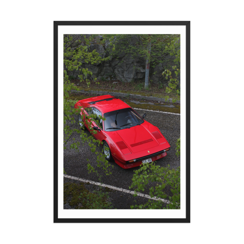 Ferrari 308 GTB QV - Framed print of the Stallion (in) – 24″×36″, Black