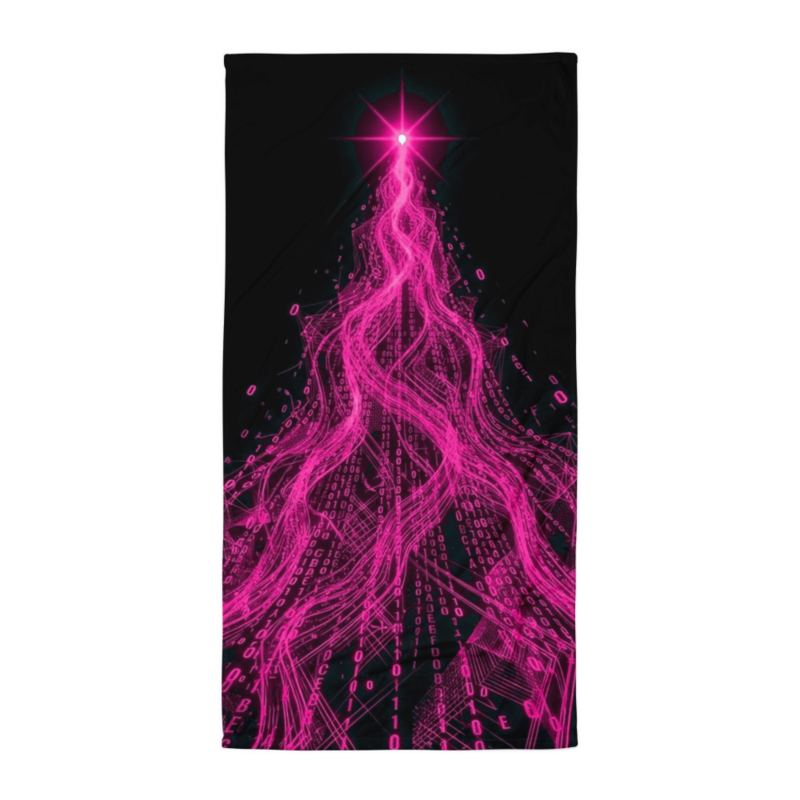 Uncle Benny ® Data Stream IBM Quantum Computer Beach Towel Neon Pink EST. 2020