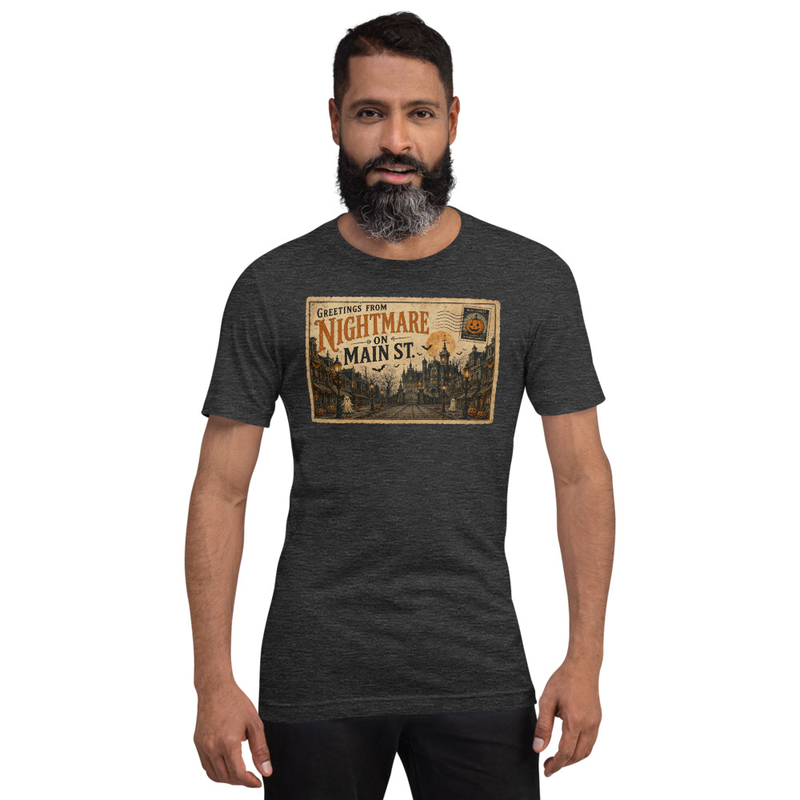 Vintage Halloween Postcard Tee – XL, Dark Grey Heather