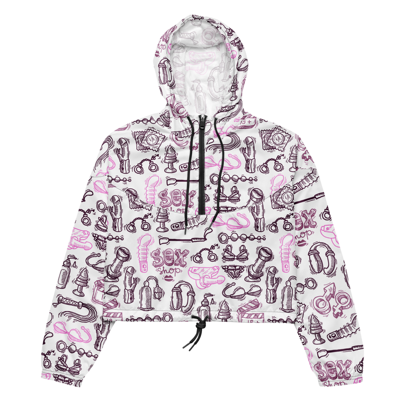 Women’s cropped windbreaker - Sex Shop Pattern