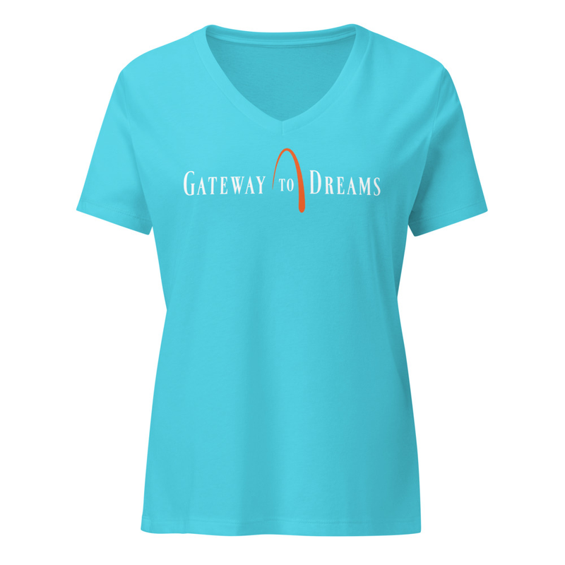 Gateway to Dreams V-Neck Tee – S, Turquoise