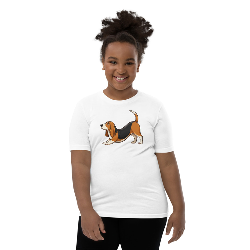 Downward Dog Basset Hound Youth T-Shirt