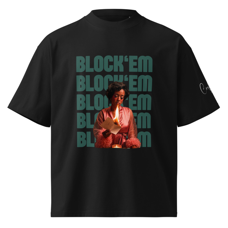 Block 'Em Unisex organic oversized high neck t-shirt