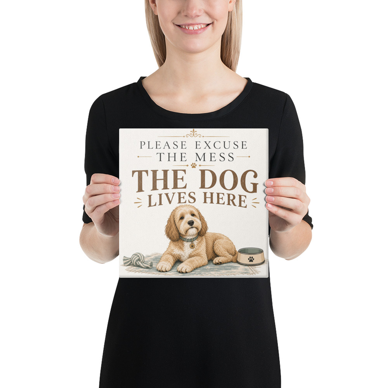 The Dog Lives Here Canvas in Default