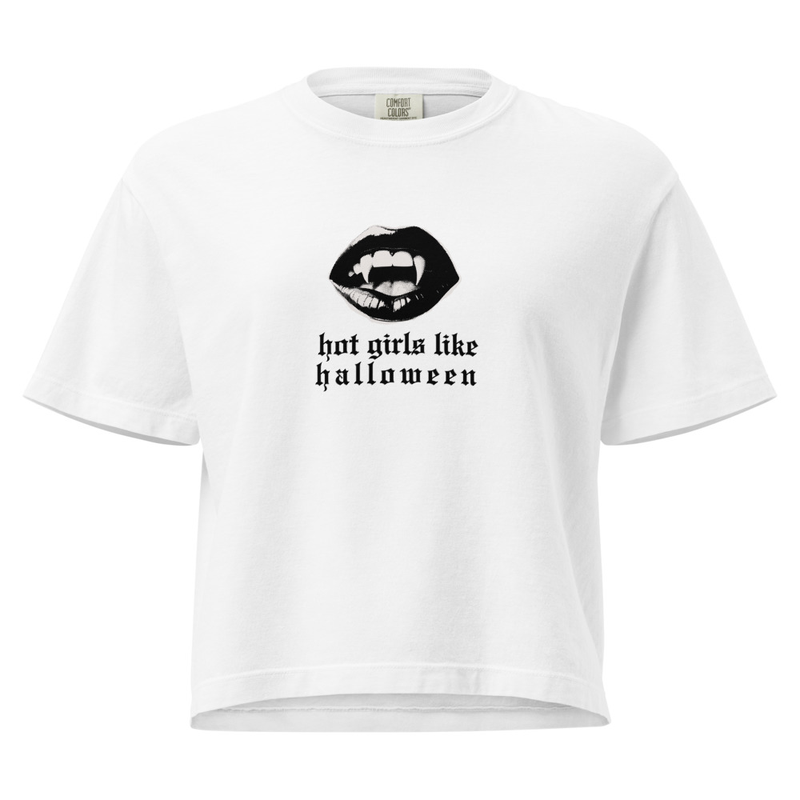 Hot Girls Love Halloween Boxy Tee – 2XL, White
