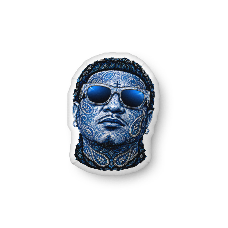 Rappa Blue Face Rag shaped pillow