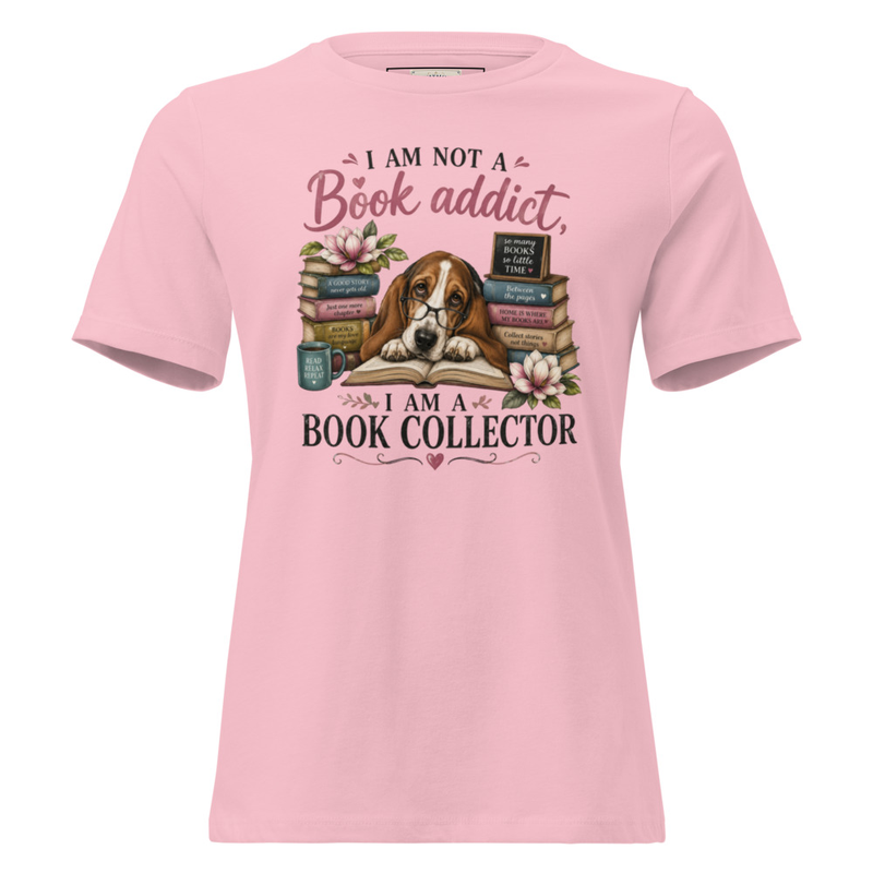 Women's Relaxed T-Shirt-Book Addict – S, Pink