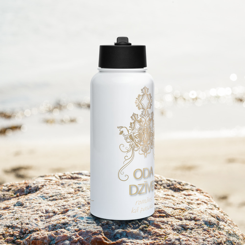 "Oda Dzīvei" fanu nerūsējošā tērauda ūdens pudele (ar salmiņu un vāku)